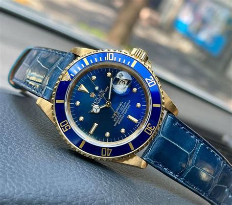 rolex submariner crocodile bund strap|rolex submariner 1680 strap.